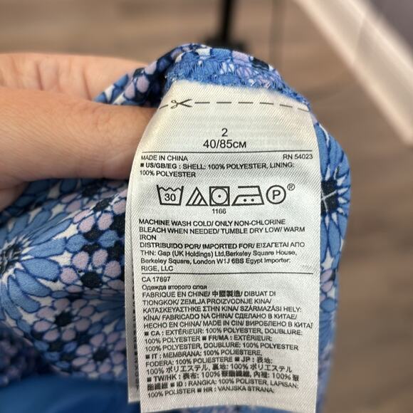 Banana Republic Blue and Purple Floral Print Sleeveless Dress Size 2 - Picture 8 of 9